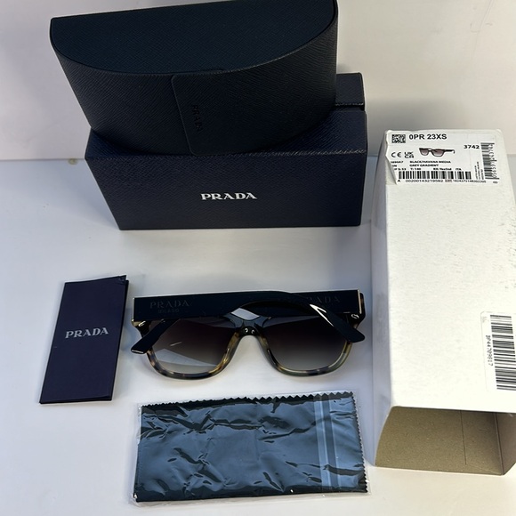 PRADA Acetate Cat Eye Sunglasses SPR 23X-F Black - Picture 9 of 14
